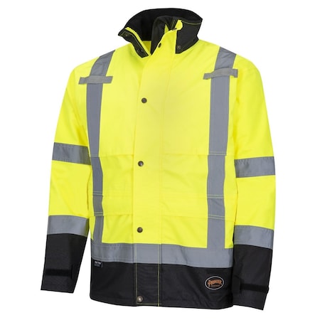 Pioneer Ripstop Jacket, Green, Large, 300 Denier PU-Coated Ripstop Polyester, Black, Hi-Vis Yellow, L V1200261U-L